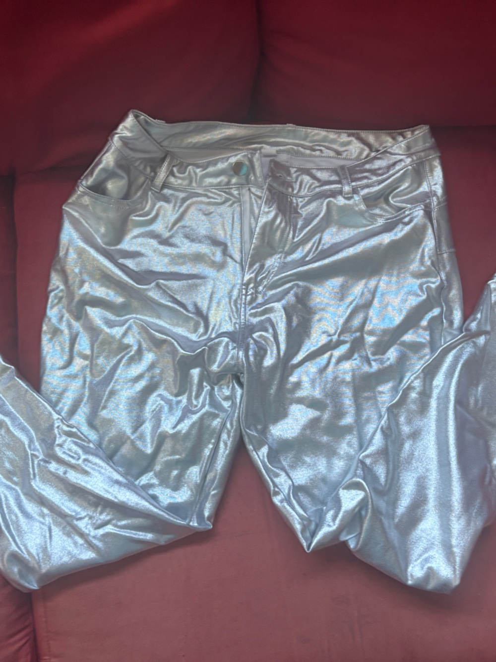 Metallic Silver Lame pants - Shiny Stretch Bottoms